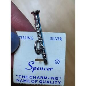 NEW! Vintage Sterling Silver Flute Charm Pendant Bracelet  Instrument jewelry